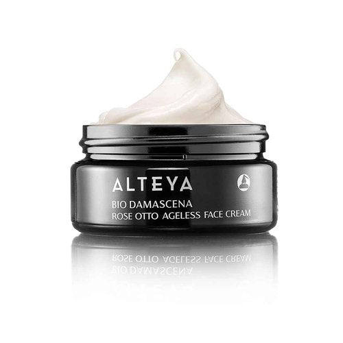 Alteya Organics Face Cream Certified Organic Skin Care 1.7 Fl Oz/50 mL Bio Damascena Award-Winning Ageless Rose Otto Face Moisturizer With Organic Bulgarian Rose Oil Firming, Deeply hydrating and Brightening