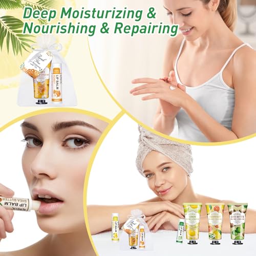 36 Pack Hand Cream Bulk and Lip Balm Bulk Sets, Stocking Stuffers for Women, Thank You Gifts and Christmas Gifts for Guests with Thank You Card Organza Bags, Birthday Gifts, Bulk Gifts, Small Gifts