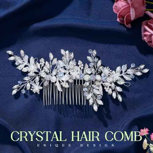 Evild Wedding Hair Clips Silver Rhinestone Bridal Headpiece Prom Hair Accessories for Women