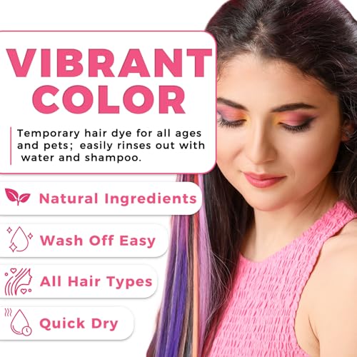 Hair Chalk 12 Color, Hair Chalk for Girls, Washable Hair Color Dye for Girls,Age 4 5 6 7 8 9 10 New Year Birthday Cosplay DIY -PINK