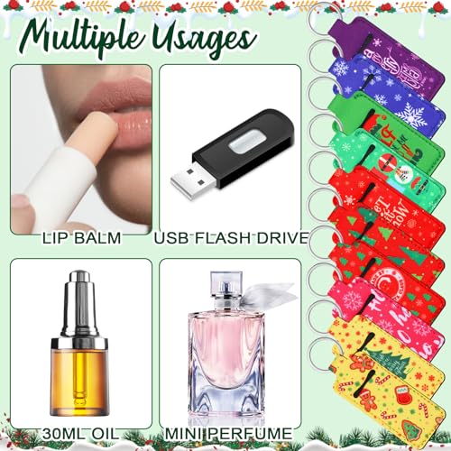 50 Pcs Christmas Lipstick Holder Keychain Xmas Lip Balm Lip Gloss Lipstick Holder Keychain Christmas Stocking Stuffer