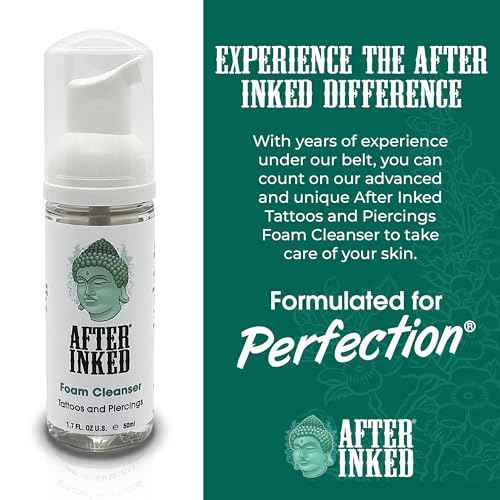After Inked Tattoo & Piercing Aftercare Foam Cleanser - Quality Wash Soap Cleanser for Tattoos, Body Modifications and Piercings including Ear, Nose and Belly Button Foam Bottle, 1.7 oz