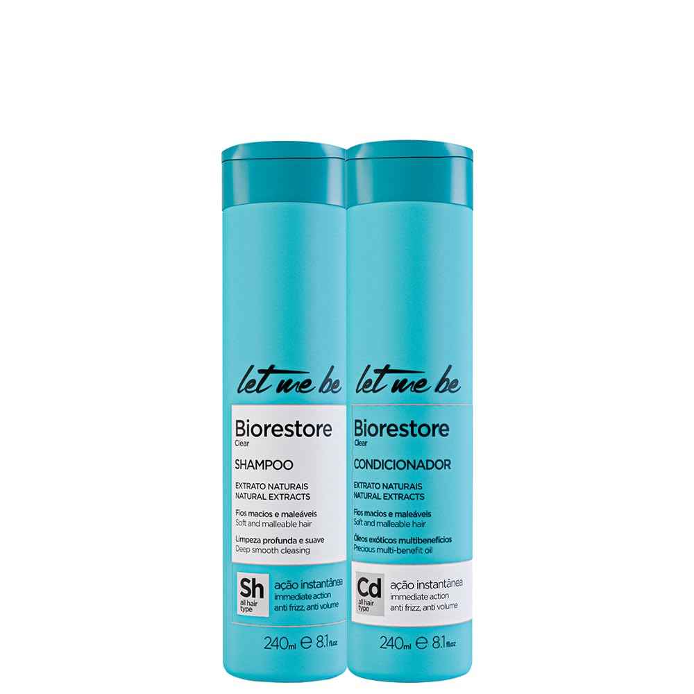 Let Me Be Biorestore Clear Duo – Shampoo & Conditioner Set (2x240ml / 8.1 fl.oz) – Anti-Frizz & Anti-Volume Daily Hair Care – Nourishing Formula for Soft, Smooth, and Manageable Hair