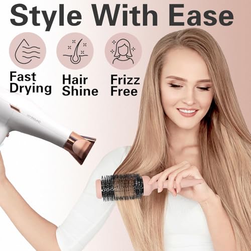 Unique Design Round Brush for Blow Drying, Professional 2.1 inch Round Barrel Brush With Ergonomic Handle for Styling, Curling and Straightening. Pain-Free. Christmas Stocking Stuffer Gift.
