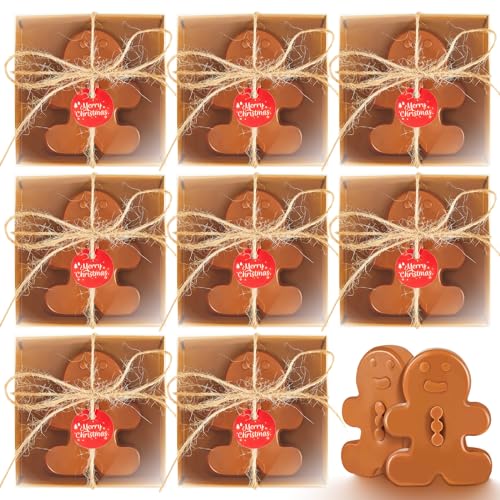 Maxcheck 50 Sets Christmas Bar Soap Gift Set Christmas Handmade Soaps Tree Socks Gingerbread Snowflakes Body Soaps with Exquisite Box Christmas Stocking Stuffers Gifts for Guests (Gingerbread)