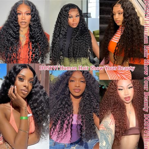 30 Inch Deep Wave Lace Front Wigs Human Hair 200% Density Pre Plucked 13x6 HD Transparent Lace Frontal Wigs Human Hair For Women Deep Curly Glueless human hair wig (Black, 30 Inch)