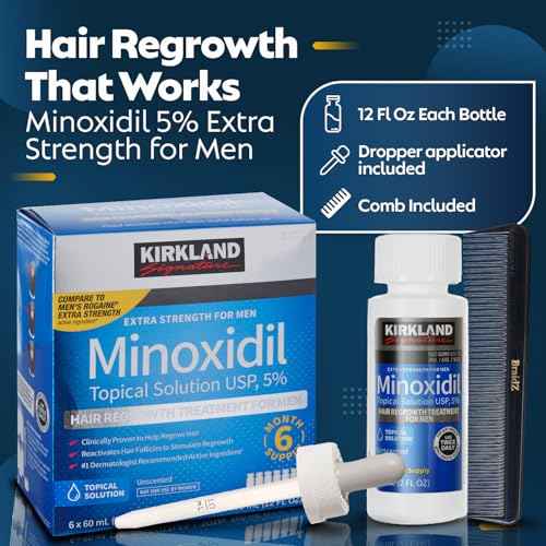 Minoxidil For Men 5% Topical Solution For Hair Regrowth Treatment 6 Month Supply 6 X 2 Fl Oz With A Braidz Comb