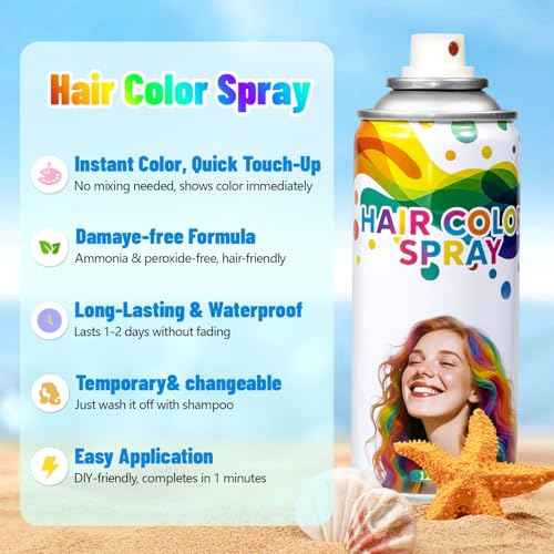 Temporary Purple Hair Color Spray & Wax | Non-Sticky, Natural Look | Washable One-Time Use Hair Dye for Halloween, Cosplay, Festivals | For Women, Men & Kids 120 ML