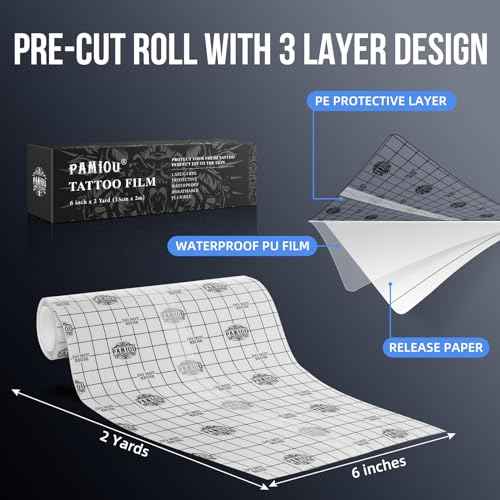 Tattoo Aftercare Second Skin Tattoo Cover Up Patch - 6 Inches x 2 Yards Tattoo Wrap, Breathable, Waterproof, Transparent, Latex-Free Film, Protective Tape for Skin Recovery