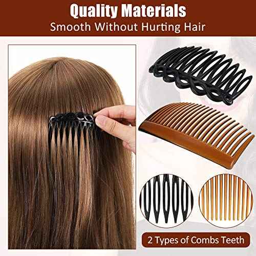 24 Pieces French Hair Side Combs Set Plastic Twist Comb Hair Clip Combs Accessories for Girls Women (9/11 /23 Teeth Side)