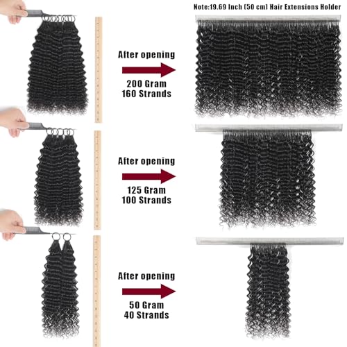 Human Crochet Hair for Black Women 22 Inch 50g Deep wave Crochet Human Hair Bundles Pre-Separated Feather Crochet Human Hair Deep Wavy Invisible Crochet Hair Extensions 40 Strands Natural Black