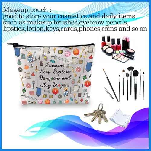 PXTIDY D Mom Makeup Bag D Mom Gift Awesome Moms Explore and Slay Dragon Playing Gamer Gift