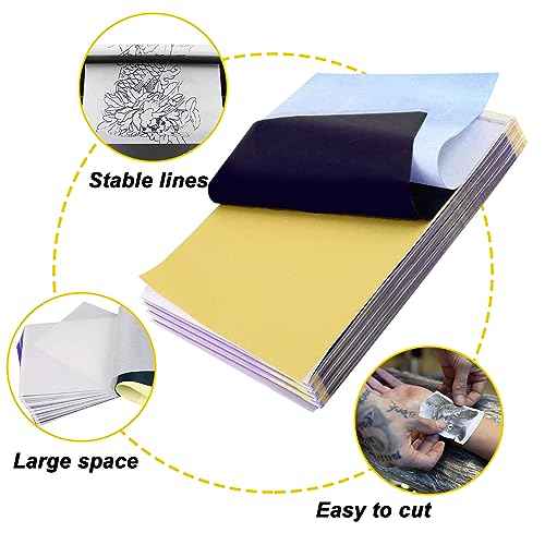 40PCS Tattoo Practice Skin with Tattoo Transfer Paper - 10PCS Tattoo Fake Skin Double Sides Fake Skin Blank Tattoo Skin 8x6'' Fake Skin Tattoo and 30PCS Stencil Transfer Paper for Tattoo Supplies