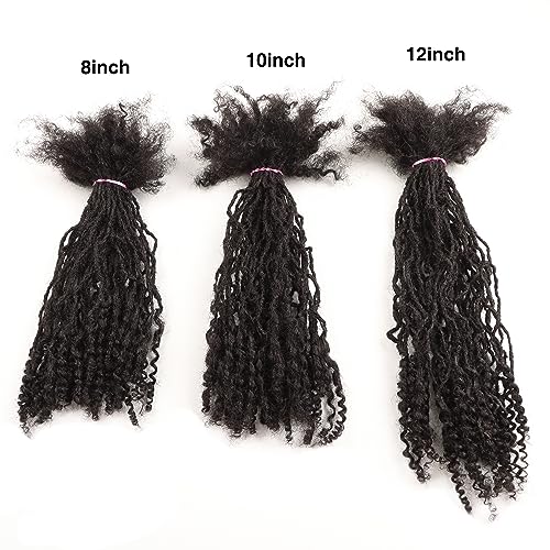 Orientfashion 8 inch 0.2cm Width 100% Real Human Hair Micro Dreadlock Extensions with Curly Ends Natural Black Curly Locs Can Be Dyed Bleached Curled And Twisted(8inch 0.2cm 40Strands, Natural black)