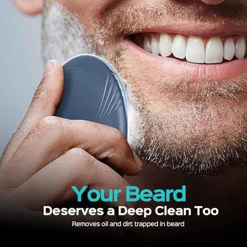 COSLUS Silicone Face Scrubber for Men: 5 Cleansing Modes Facial Cleansing Brush for Beard Care, Sensitive Skin - Deep Cleansing? & Gentle Exfoliating, Waterproof Portable for Shower & Travel, Navyblue