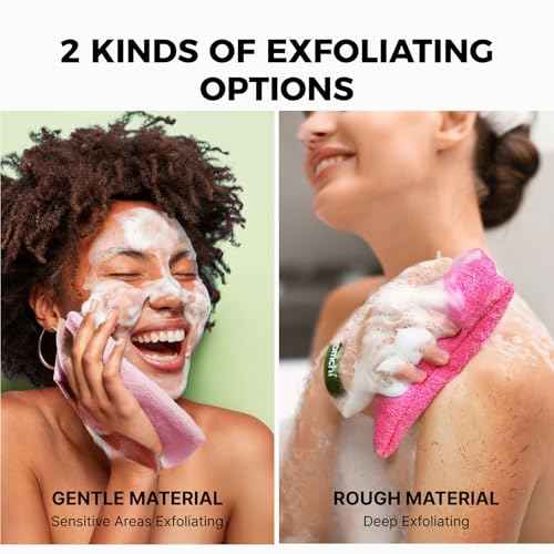 ZOMCHI Soap Bags, Soap Savers for Bar Soap with Different Exfoliating Level, Soap Pouch for Body Wash (2 Pieces, Pink)