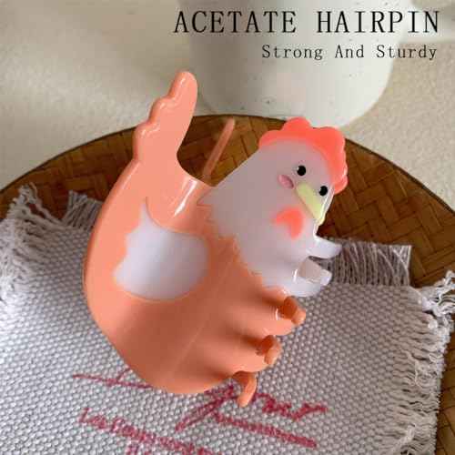 Chicken Claw Hair Clip, Korean Super Cute Animal Hair Clip Acetate Acid Anti-Slip Design Cartoon Barrettes 2024 New Interesting Big Hairpin for Women Girs Hair Accessories £¨1 PCS-Chicken£©