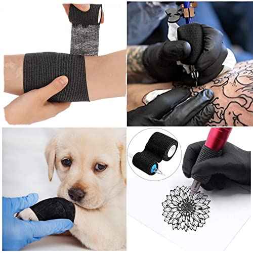 Tattoo Grip Tape Wrap Cover - Autdor 6Pcs 2" x 5 Yards Tattoo Machine Tape Cohesive Elastic Bandage Rolls Self-Adherent Tape for Grip Tube Accessories Sports Tape£¨6PC