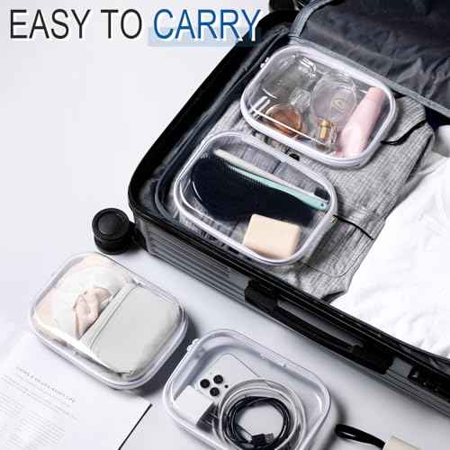Sanwuta 6 Pcs Clear Hard Zipper Case Hard Plastic Zipper Pouches Makeup Bag Pencil Pouches Transparent Cases for Snacks Plastic Storage Organizer Box for Travel(Clear,7.87 x 5.9 x 2 Inch)