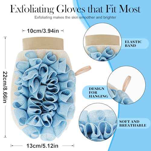 ?Dual-Function Exfoliating Glove for Shower- Body Scrubber & Shower Loofah 2-in-1 - Korean Exfoliating Mitt for Remover Dead Skin and Keratosis - Smooth Skin - Blue (1-Pack)
