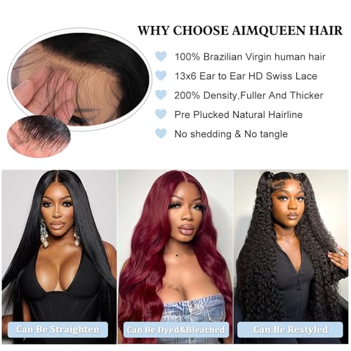 Human Hair Wig 13x6 Body Wave Lace Front Wigs Human Hair Pre Plucked 200 Density 12A Glueless Wigs for Women HD Lace Frontal Wigs Natural Color 22 Inch