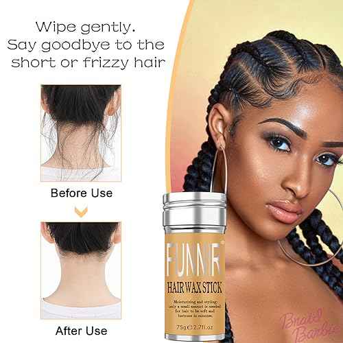 FUNNIR Hair Wax Stick for Slick, Frizzy Hair and Edge Control,Bun Maker & Styling Waxes for Kids & Women & Men