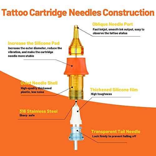 Tattoo Cartridge Needles - 10Pcs Disposable Tattoo Needle Cartridge Finger Ledge Integration Cartridge Needles Round Liner Shader Magnum for Tattooing #12 Cartridge Standard 0.35 Diameter(7RS)