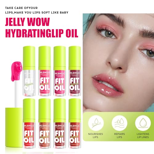 4 Colors Fat Oil Lip Gloss, Lip Oil Lip Glaze Hydrating Lip Glow Oil Big Brush Head Moisturizing Lip Gloss, Shiny Transparent Tinted Plumping Lip Oil Long Lasting Nourishing Non-sticky (A#&B#)