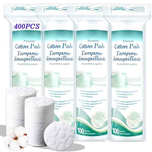 Premium Cotton Rounds for Face, 300 Count Makeup Remover Pads,100% Pure & Natural Facial Cleansing Round Pads for Makeup Removal, Nail Polish Remover