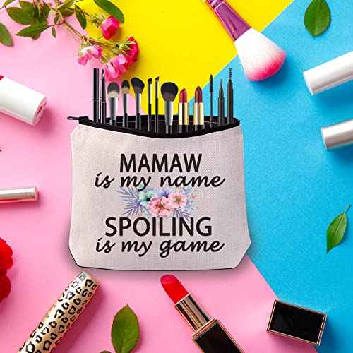 PWHAOO Grandma Mawmaw Gift Mawmaw Is My Name Spoiling Is My Game Best Mawmaw Ever Cosmetic Make Up Storage Bag Gift (Mawmaw Bag)