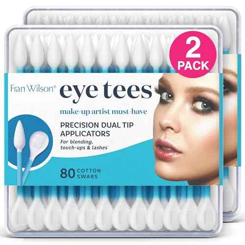 Fran Wilson EYE TEES COTTON TIPS 80 Count (2 PACK) - Precision Makeup Applicator, Double-sided Swabs with Pointed and Rounded Ends for Perfect Blending, Effective Cleaning and Precise Touch-ups