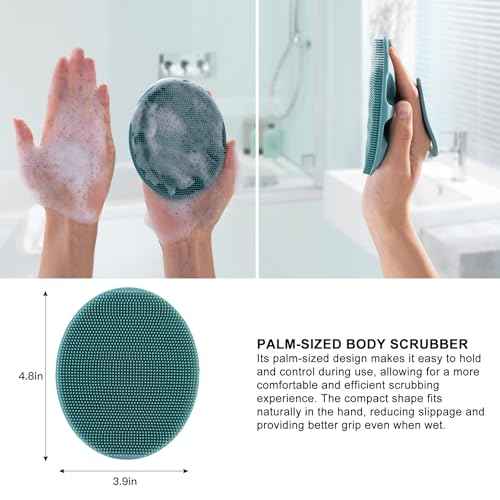 INNERNEED Soft Silicone Body Cleansing Brush Shower Scrubber, Gentle Exfoliating and Massage for All Kinds of Skin (Dark Green)
