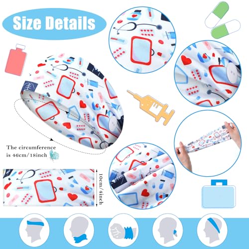 Tigeen 30 Pcs Nursing Headbands for Women Cna Accessories Non Slip Nurses Hair Bands with Buttons Doctor Sweatband Mask for Nurses Christmas Gifts Elastic Ear Protection Appreciation Medical