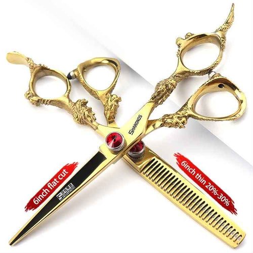 5.5/6 /7 Inch Purple Dragon Knight Professional Japanese Hair Scissors Barber Scissors Set (6 inch 4pc)