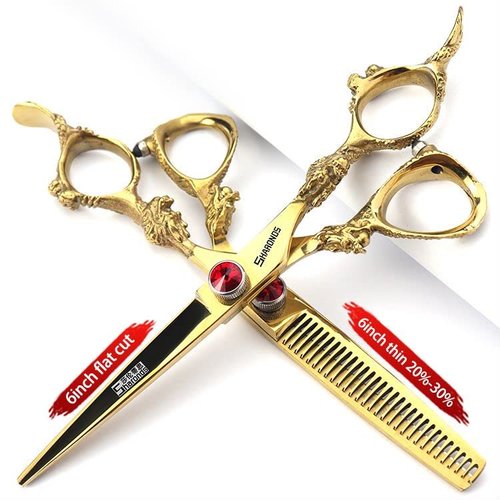 5.5/6 /7 Inch Purple Dragon Knight Professional Japanese Hair Scissors Barber Scissors Set (6 inch 3pc-B)