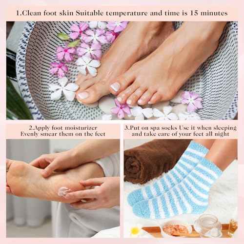 3 Pairs Aloe Infused Socks Lotion Socks Moisturizing Spa Socks Non Slip Coral Fleece Socks for Repairing Softening Dry Cracked Feet Infused Gel Sleeping