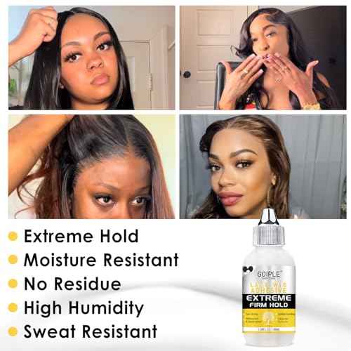 Goiple Wig Glue for Lace Front Wigs, Waterproof Lace Front Wig Glue for Wigs, Strong Hold Transparent Lace Adhesive for Hair Replacement Invisible Hair Bonding Wig Adhesive(1.28 fl oz)