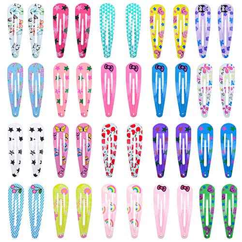 40 Pieces Printed Snap Hair Clips for Girls' 2 Inch Barrettes for Kids Teens Women (mix)