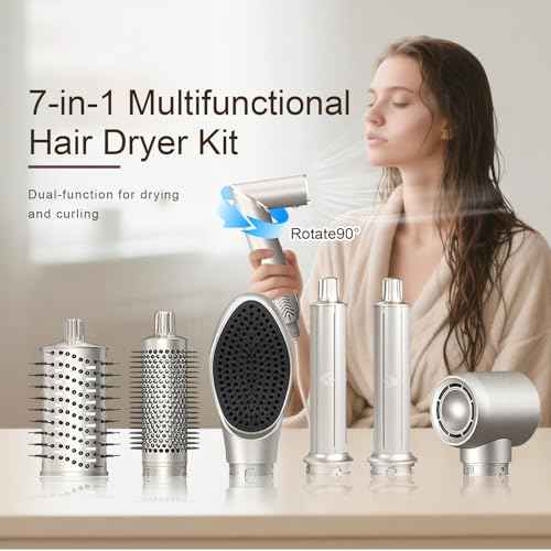 Air Wrap Hair Dryer & 7 in 1 Multi Hot-Air Hair Styler Brushes - 110,000 RPM High-Speed 200 Million Negative Ions, Professional Blow Dryer Brush for Curling Volumizing Straightening Styling