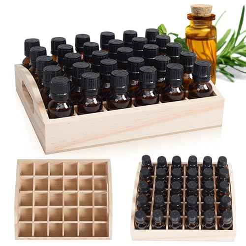 VolksRose 30-Slot Wooden Storage Box - Fits 5-15 ml Bottles, Travel & Presentation Storage, Nail Polish & Perfume Collection