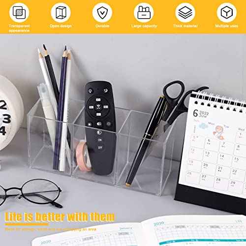 Clear Makeup Brush Organizer,Acrylic Cosmetic Brushes Storage Holder with 3 Slots,Pencil Pen Holder for Desk,Desk Organizer and Accessories for Vanity