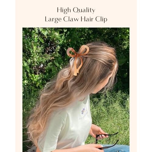 Yanibest Elegant Bow Hair Claw Clips Stylish Large Hair Clips for Thin andThick Hair | Holiday Gift for Teen Girls | Chic Hair Styling Accessories for Women (Beige/Pink)