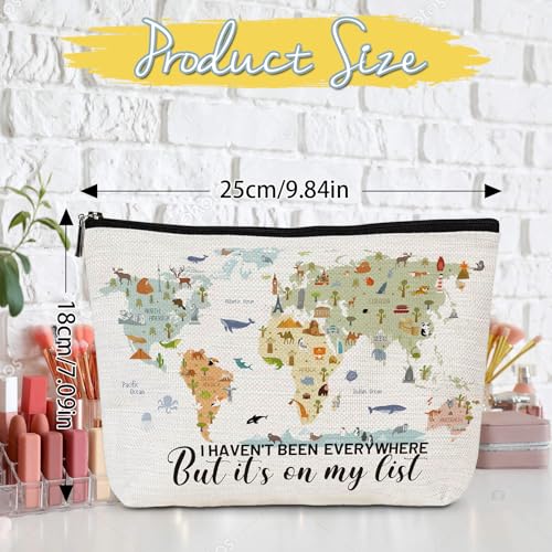 Travel Gifts for Women - Travel Makeup Bag, Traveler Gifts Accessories, Travel Must Have Essentials, I Haven't Been Everywhere But It's on My List Cosmetic Bag for Birthday Christmas Gift