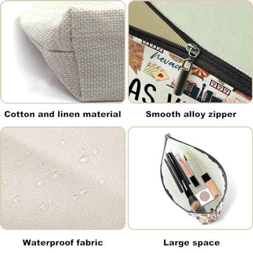 Las Vegas Cosmetic Bag Makeup Bag Las Vegas Lovers Gift Las Vegas Travel Souvenir Merch Vacation Friendship Gifts for Women Friends Sister Traveller Daughter Girls Trip Gifts Favors Christmas Birthday