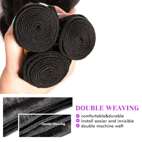 Body Wave Bundles Human Hair 24 24 24Inch Human Hair Raw Bundles 100% Unprocessed Brazilian Virgin Quick Weave Hair 3 Bundles for Black Women Natural Color