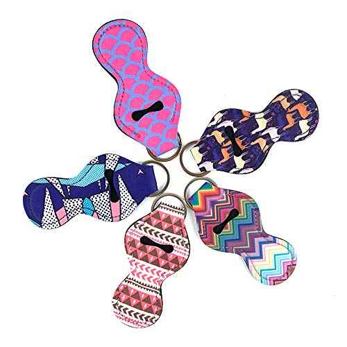 Thinvik 10 Pieces Chapstick Holder Keychain with 2 Metal Key Ring£¬Neoprene Travel Bulk Holder for Lipstick,Chapstick,Lip Balm