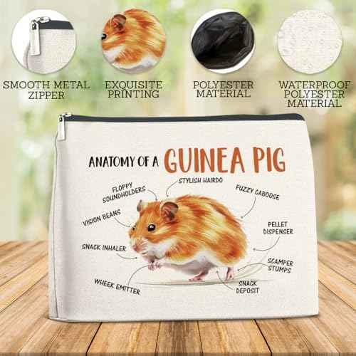 Funny Guinea Pig Gifts Makeup Bag for Women Girls, Birthday Christmas Gifts for Guinea Pig Animal Lovers Friends Besties Zipper Cosmetic Bag Travel Toiletry Pouch for Purse