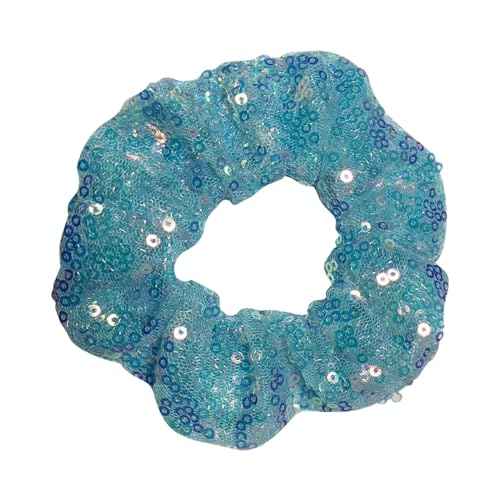 12 Pcs Bling Mermaid Sequins Dance Scrunchies Cheer Scales Hair Scrunchies For Thick Hair School Performance Scrunchy Sports Ponytail Holder Wrist for Girls Cosplay Show (Blue)