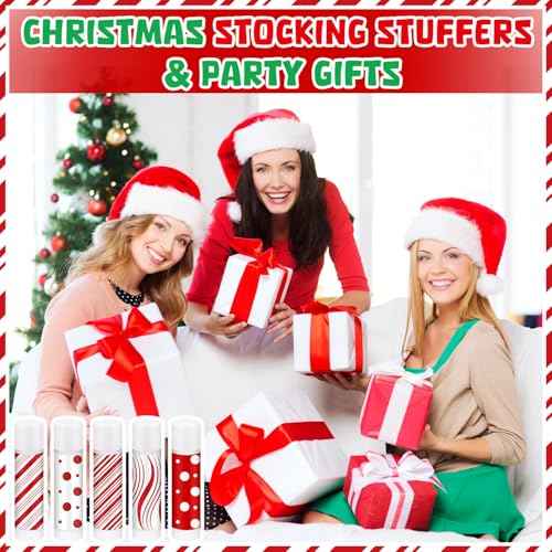 25 Pcs Christmas Candy Flavor Lip Balms Bulk Holiday Peppermint Candy Flavor Lip Balms Christmas Party Gifts Stocking Stuffers Bulk Thank You Gifts for Employee Staff Coworkers Teacher