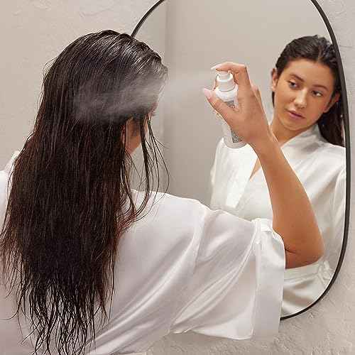 Kristin Ess Hair 1 Inch Titanium Curling Iron + Style Assist Blow Dry Heat Protectant Spray for Beach Waves + Detangling Brush + Matte Black French Pin Set of 2